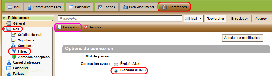 Sélection du client standard.