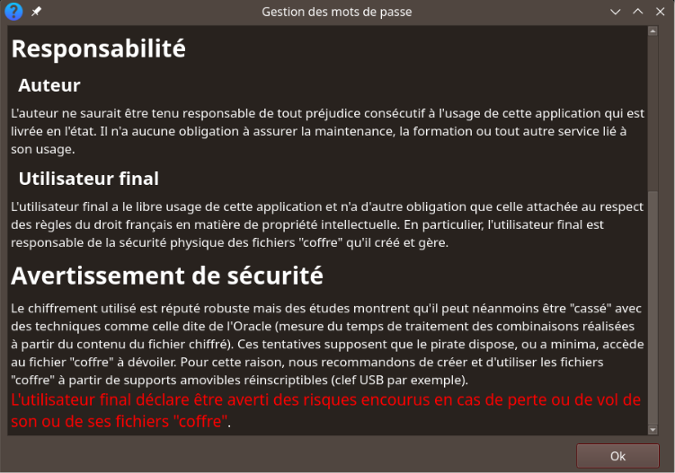 Fenêtre d'information