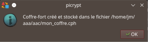 Compte rendu de création du nouveau fichier-coffre.