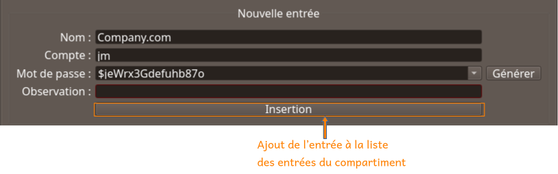 Ajout de la nouvelle entrée.