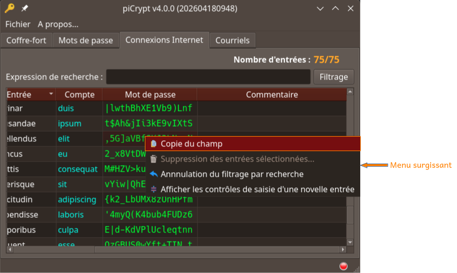 Copie du champ pointé.