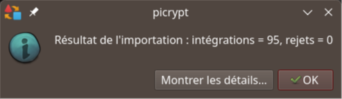 Procédure de l'importation du coffre-fort complet.