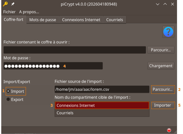 Etapes à suivre pour l'importation d'une liste d'entrées.