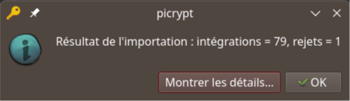 Compte rendu de l'importation.